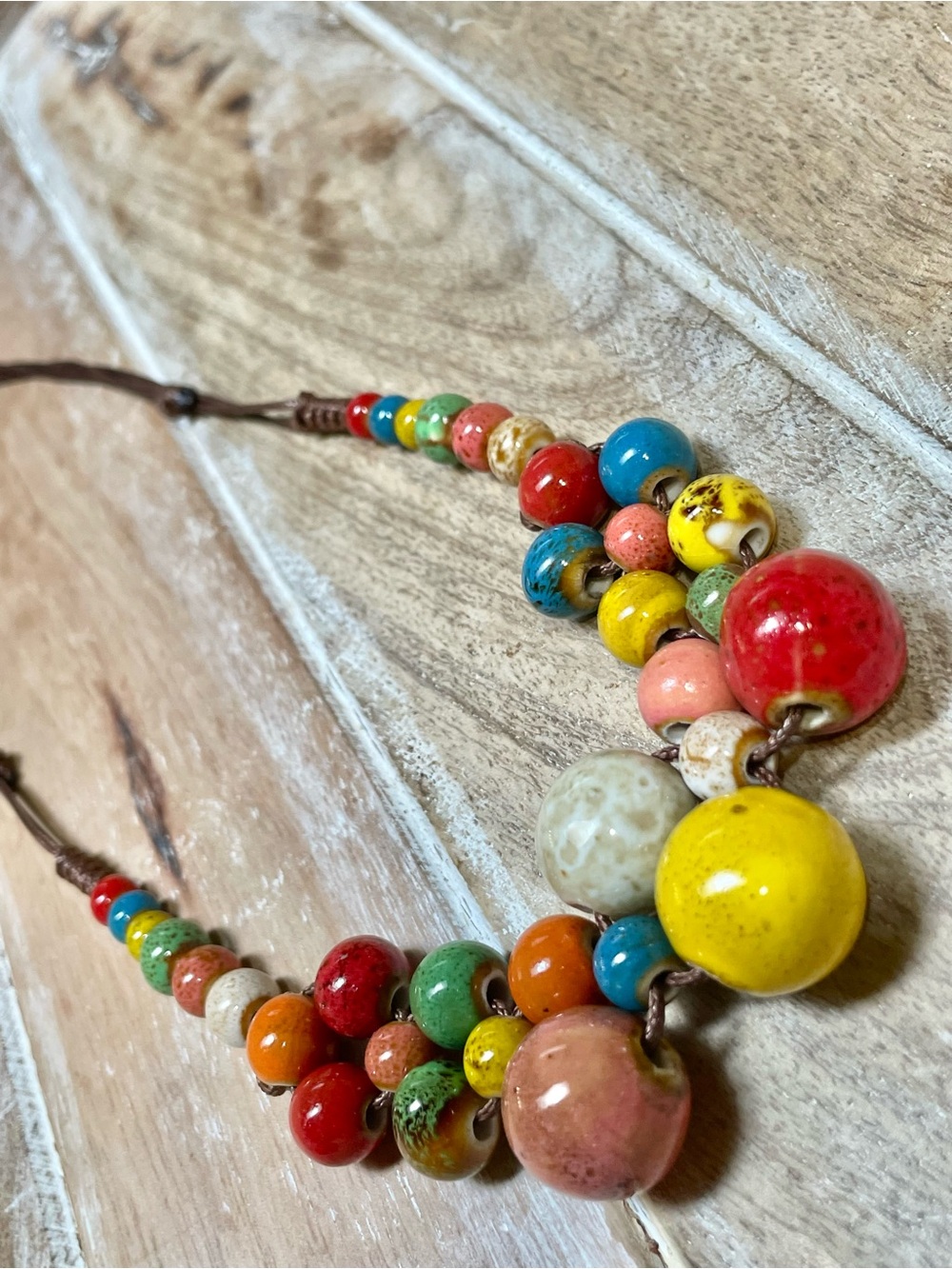 Vibrant Handcrafted Multicolor Ceramic Bead Necklace